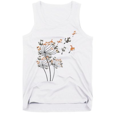 Cat Cute Cat Shirts Cute Dandelion Flower Tank Top