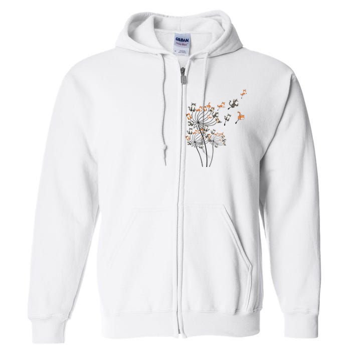 Cat Cute Cat Shirts Cute Dandelion Flower Full Zip Hoodie