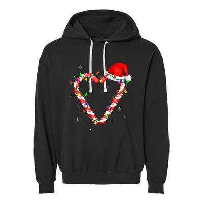 Candy Cane Crew Christmas Lights Family Matching Xmas Garment-Dyed Fleece Hoodie