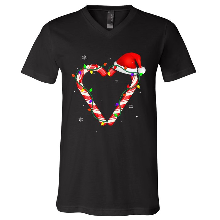 Candy Cane Crew Christmas Lights Family Matching Xmas V-Neck T-Shirt