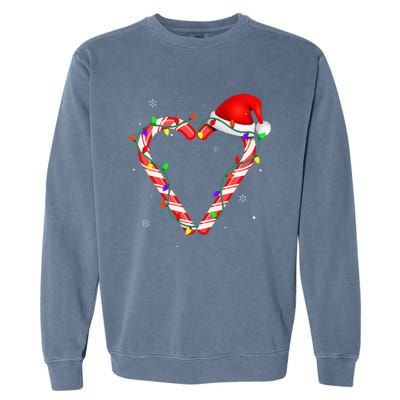 Candy Cane Crew Christmas Lights Family Matching Xmas Garment-Dyed Sweatshirt