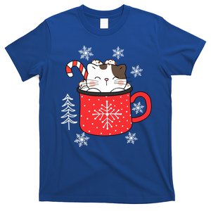 Coffee Cat Christmas Snowflakes Great Gift T-Shirt