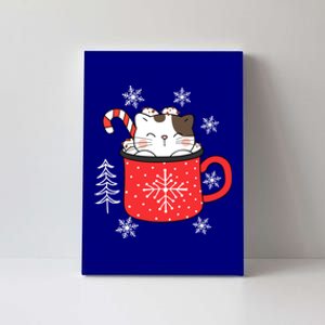 Coffee Cat Christmas Snowflakes Great Gift Canvas