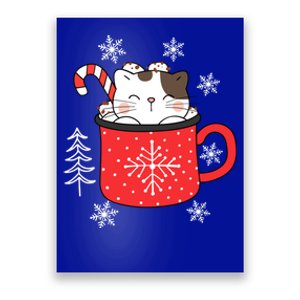 Coffee Cat Christmas Snowflakes Great Gift Poster