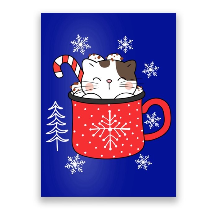 Coffee Cat Christmas Snowflakes Great Gift Poster