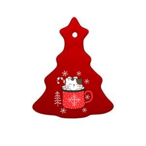 Coffee Cat Christmas Snowflakes Great Gift Ceramic Tree Ornament