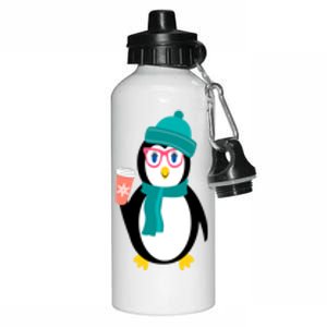 Cute Chillin Christmas Holiday Gift For Penguin Lovers Funny Gift Aluminum Water Bottle