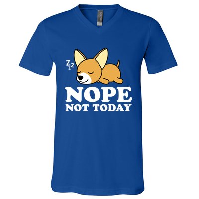 Cute Chiwawa Chihuahua Dog Animal Lover Funny Nope Not Today Gift V-Neck T-Shirt