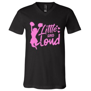 Cheer Cute Cheerleader Little And Loud Cheerleading V-Neck T-Shirt