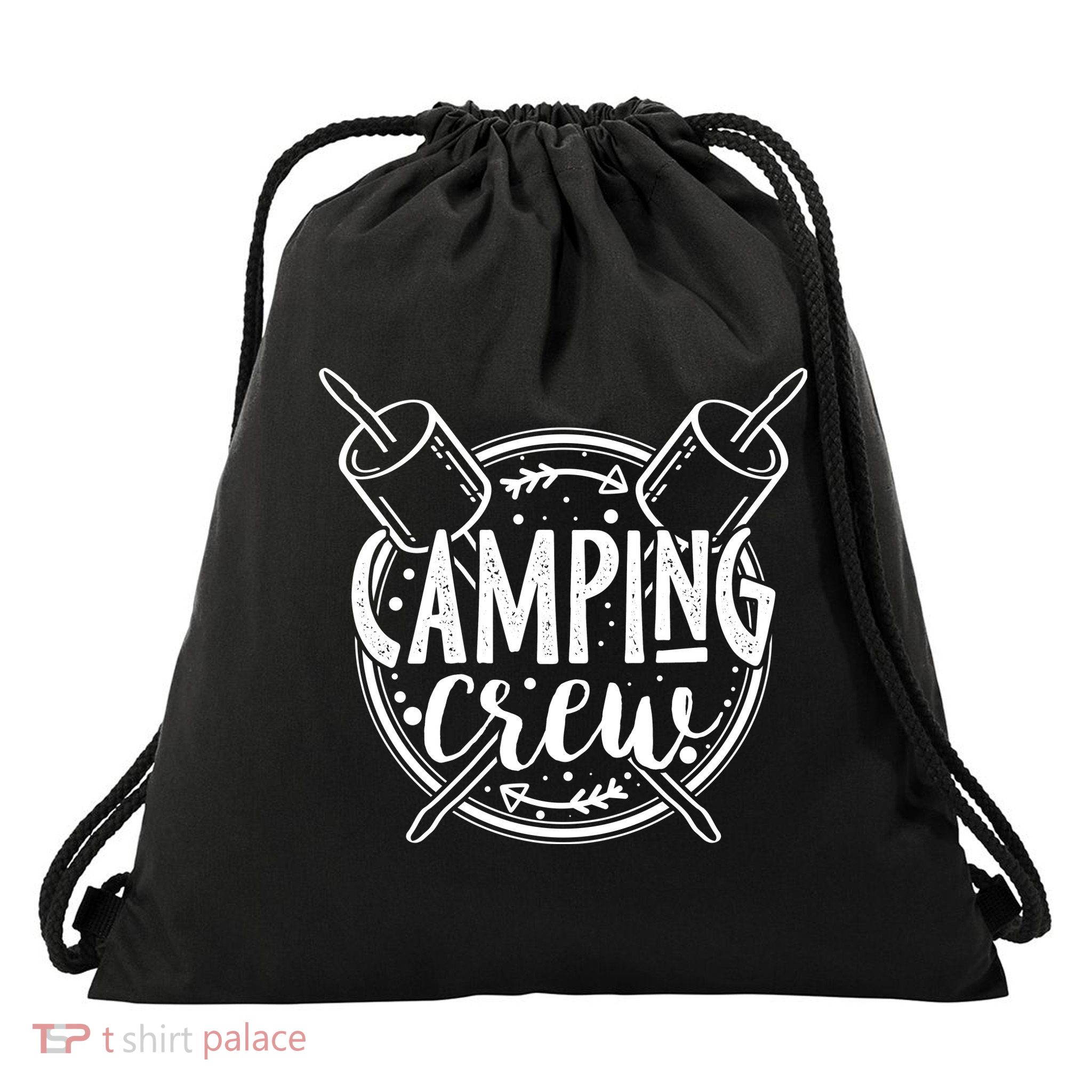 Camping Crew Drawstring Bag