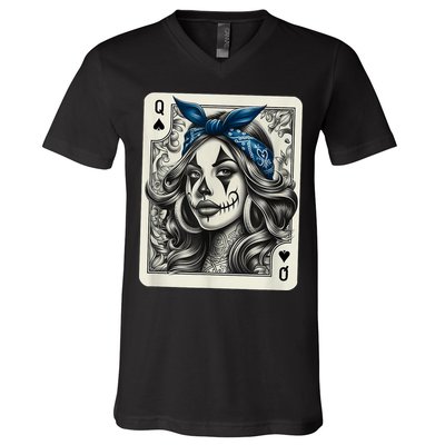 Chicana Chicano Camisa Cute Chicano Tattoo Art Clown V-Neck T-Shirt