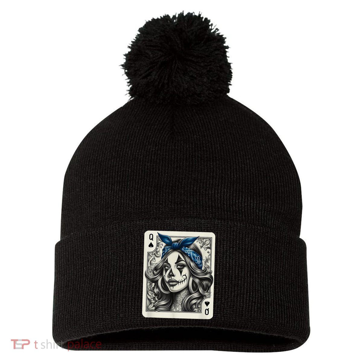 Chicana Chicano Camisa Cute Chicano Tattoo Art Clown Pom Pom 12in Knit Beanie