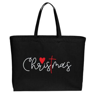 Cross Christmas Cute Xmas Pajama Christian Jesus Faith Cotton Canvas Jumbo Tote