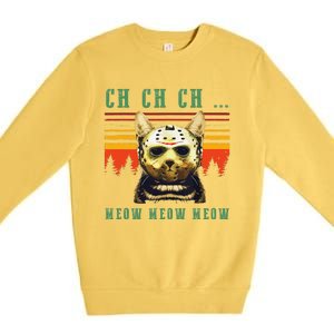 Ch Ch Ch Meow Meow Scary Friday Costume Halloween Cat Premium Crewneck Sweatshirt