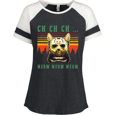 Ch Ch Ch Meow Meow Scary Friday Costume Halloween Cat Enza Ladies Jersey Colorblock Tee