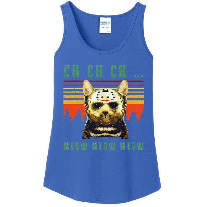 Ch Ch Ch Meow Meow Scary Friday Costume Halloween Cat Ladies Essential Tank