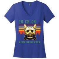 Ch Ch Ch Meow Meow Scary Friday Costume Halloween Cat Women's V-Neck T-Shirt