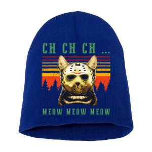 Ch Ch Ch Meow Meow Scary Friday Costume Halloween Cat Short Acrylic Beanie