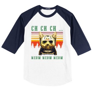 Ch Ch Ch Meow Meow Scary Friday Costume Halloween Cat Baseball Sleeve Shirt