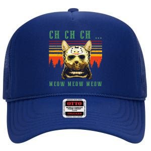 Ch Ch Ch Meow Meow Scary Friday Costume Halloween Cat High Crown Mesh Back Trucker Hat