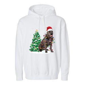 Cane Corso Christmas Tree Lights Santa Dog Xmas Funny Gift Boys Gift Garment-Dyed Fleece Hoodie