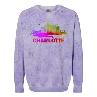 Colorful Charlotte Cityscape Souvenir Charlotte Skyline Colorblast Crewneck Sweatshirt