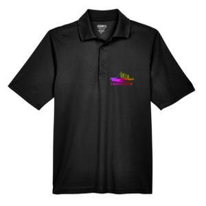 Colorful Charlotte Cityscape Souvenir Charlotte Skyline Men's Origin Performance Pique Polo