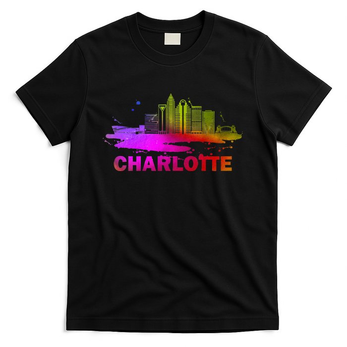 Colorful Charlotte Cityscape Souvenir Charlotte Skyline T-Shirt