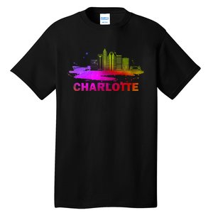 Colorful Charlotte Cityscape Souvenir Charlotte Skyline Tall T-Shirt