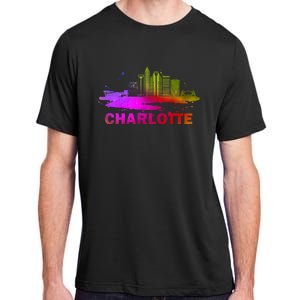 Colorful Charlotte Cityscape Souvenir Charlotte Skyline Adult ChromaSoft Performance T-Shirt