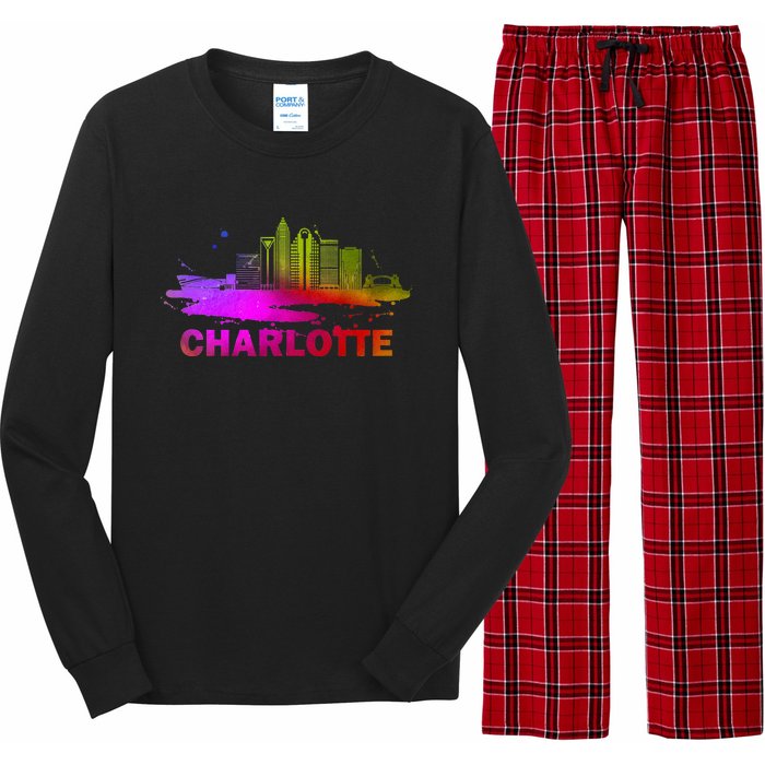 Colorful Charlotte Cityscape Souvenir Charlotte Skyline Long Sleeve Pajama Set