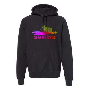 Colorful Charlotte Cityscape Souvenir Charlotte Skyline Premium Hoodie