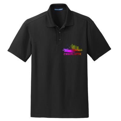 Colorful Charlotte Cityscape Souvenir Charlotte Skyline Dry Zone Grid Polo