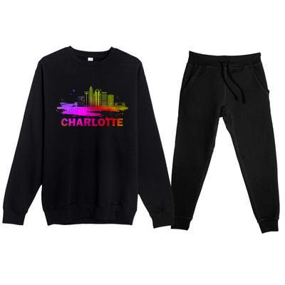 Colorful Charlotte Cityscape Souvenir Charlotte Skyline Premium Crewneck Sweatsuit Set