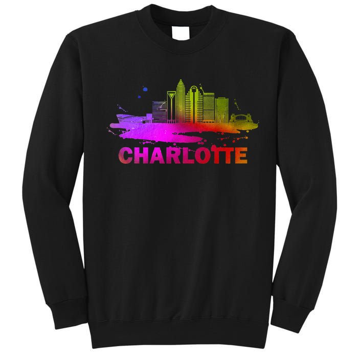 Colorful Charlotte Cityscape Souvenir Charlotte Skyline Tall Sweatshirt