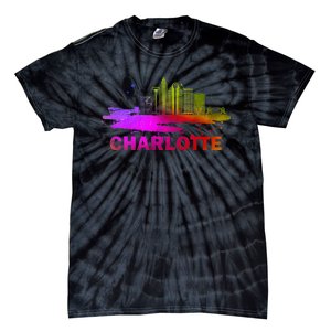 Colorful Charlotte Cityscape Souvenir Charlotte Skyline Tie-Dye T-Shirt