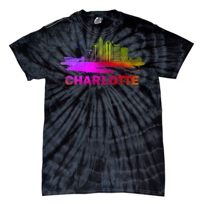 Colorful Charlotte Cityscape Souvenir Charlotte Skyline Tie-Dye T-Shirt