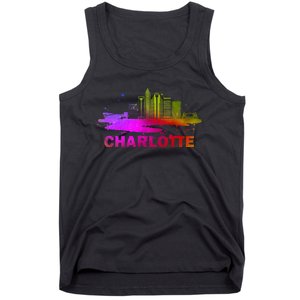 Colorful Charlotte Cityscape Souvenir Charlotte Skyline Tank Top