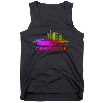 Colorful Charlotte Cityscape Souvenir Charlotte Skyline Tank Top