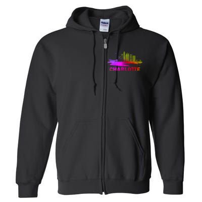 Colorful Charlotte Cityscape Souvenir Charlotte Skyline Full Zip Hoodie