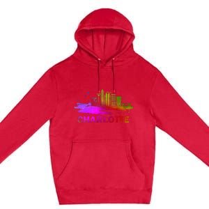 Colorful Charlotte Cityscape Souvenir Charlotte Skyline Premium Pullover Hoodie