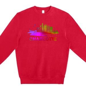 Colorful Charlotte Cityscape Souvenir Charlotte Skyline Premium Crewneck Sweatshirt