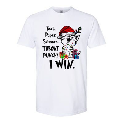 Cute Cat Christmas Rock Paper Scissors Throat Punch I Win Softstyle® CVC T-Shirt