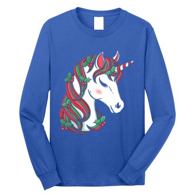 Cute Candy Cane Unicorn Christmas Matching Top Gift Long Sleeve Shirt