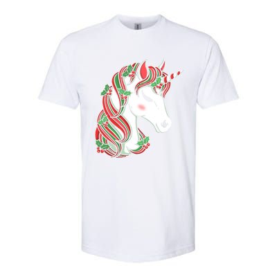 Cute Candy Cane Unicorn Christmas Matching Top Gift Softstyle® CVC T-Shirt