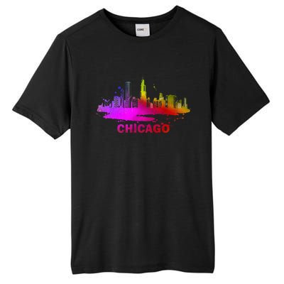 Colorful Chicago Cityscape Souvenir Chicago Skyline Tall Fusion ChromaSoft Performance T-Shirt