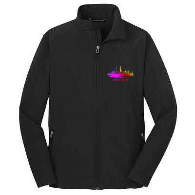 Colorful Chicago Cityscape Souvenir Chicago Skyline Core Soft Shell Jacket