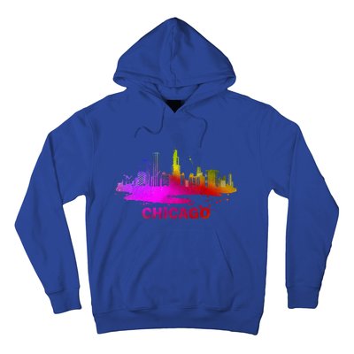 Colorful Chicago Cityscape Souvenir Chicago Skyline Hoodie