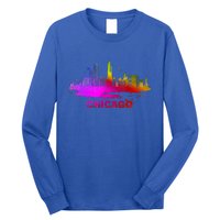 Colorful Chicago Cityscape Souvenir Chicago Skyline Long Sleeve Shirt