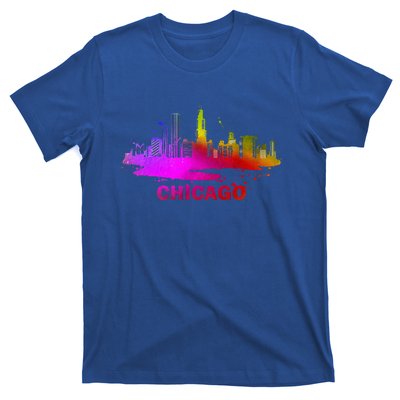 Colorful Chicago Cityscape Souvenir Chicago Skyline T-Shirt